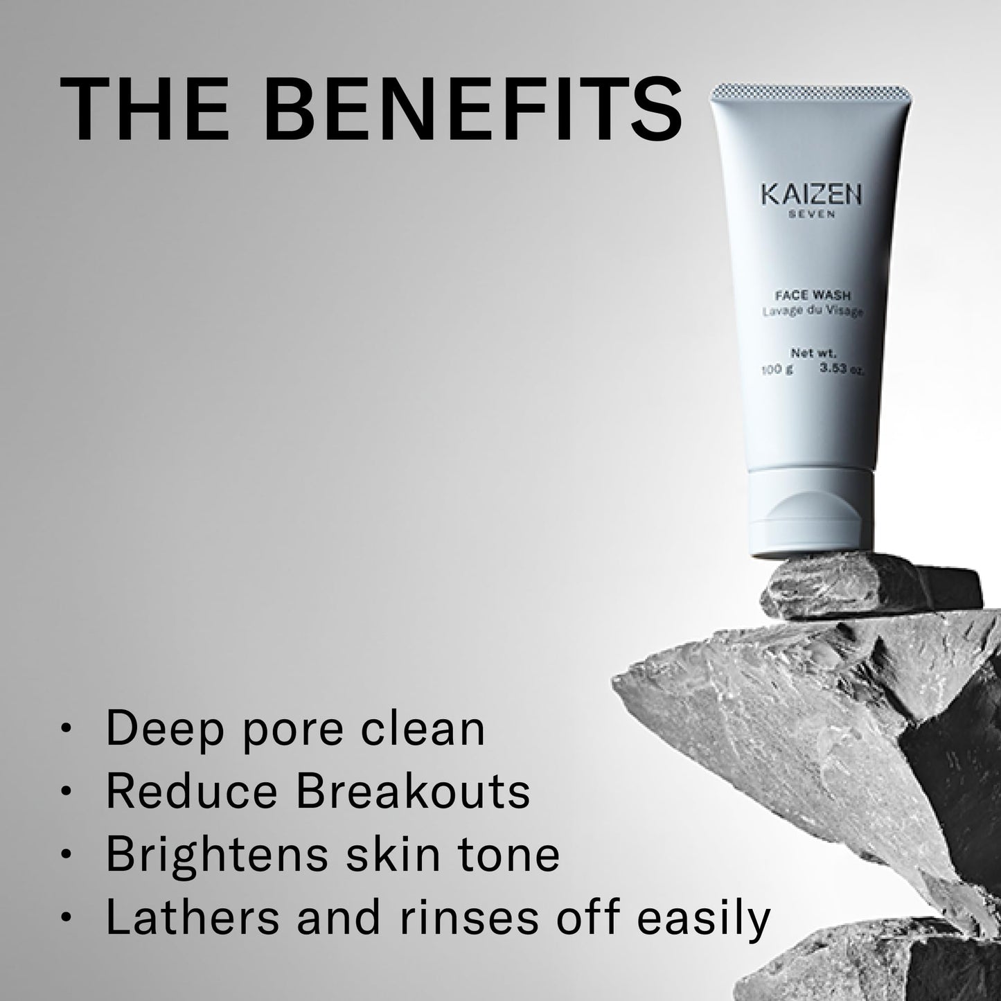 Kaizen Seven Face Wash for Men | Made in Japan | Premium Rich & Refreshing Lather with Moroccan Clay, Licorice Root, Konbu from Hokkaido Japan