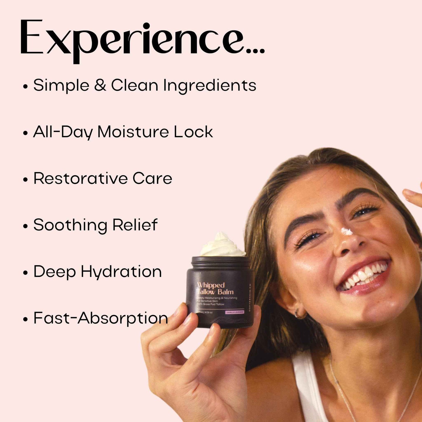 Beef Tallow for Skin (Vanilla Lavender 2 oz) - Whipped Tallow Balm for Face and Body - Natural Moisturizer for Sensitive Dry Skin - Handmade Body Butter - 100% Grass-Fed - Gentle Skincare