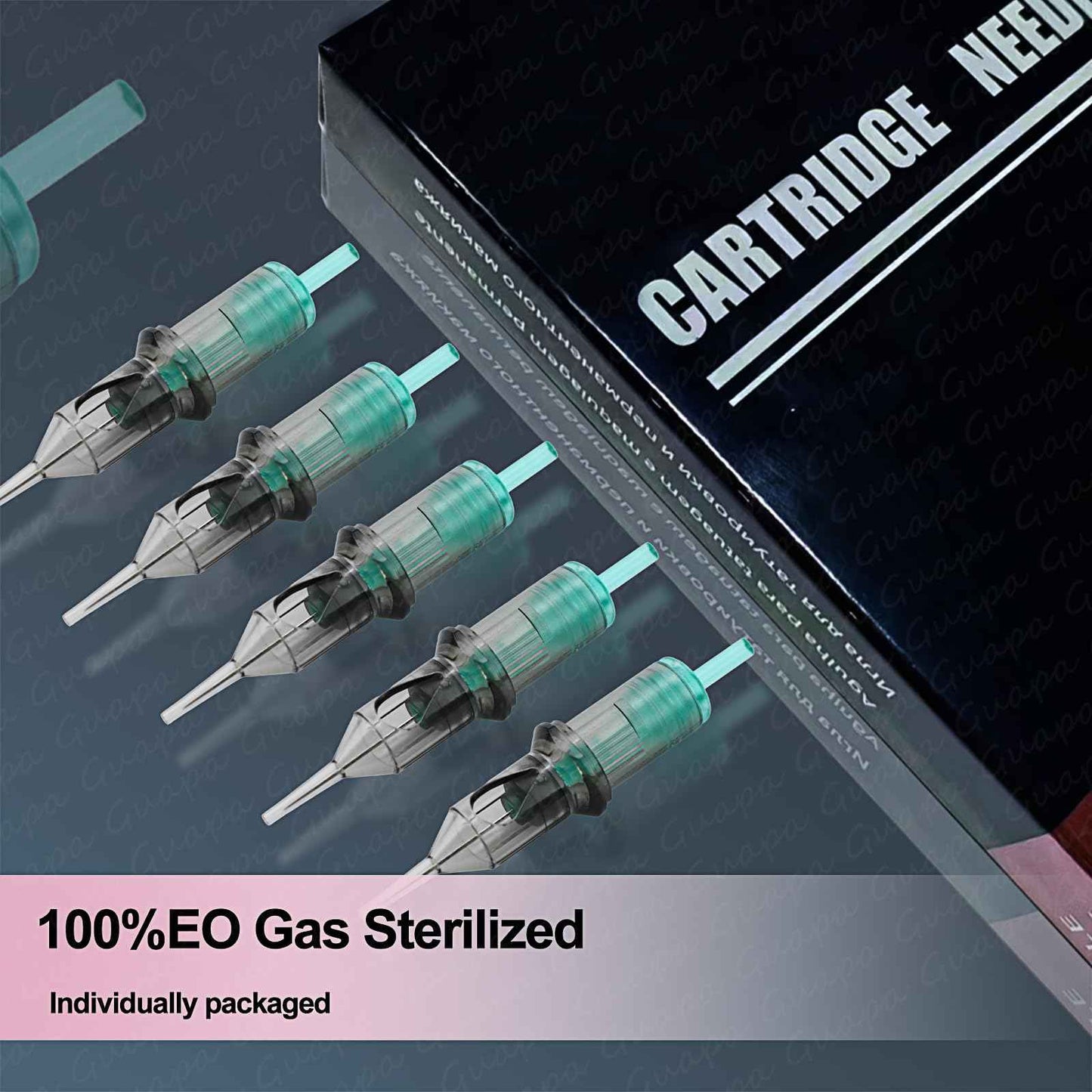 MARLLOGIVA 20pcs Green Long Taper Universal Tattoo Cartridges Permanent Makeup Cartridge Needles and Scalp Tattoo SMP Needles (1R-0.30mm)