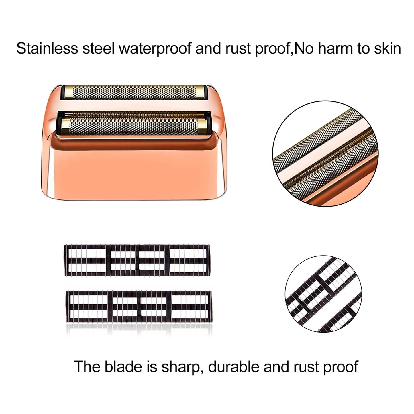 2 pack Professional Replacement Foil and Cutters for BaBylissPRO Barberology Double Foil Shaver, Compatible with BaBylissPRO Barberology FXFS2 Shaver，GoldRose Gold