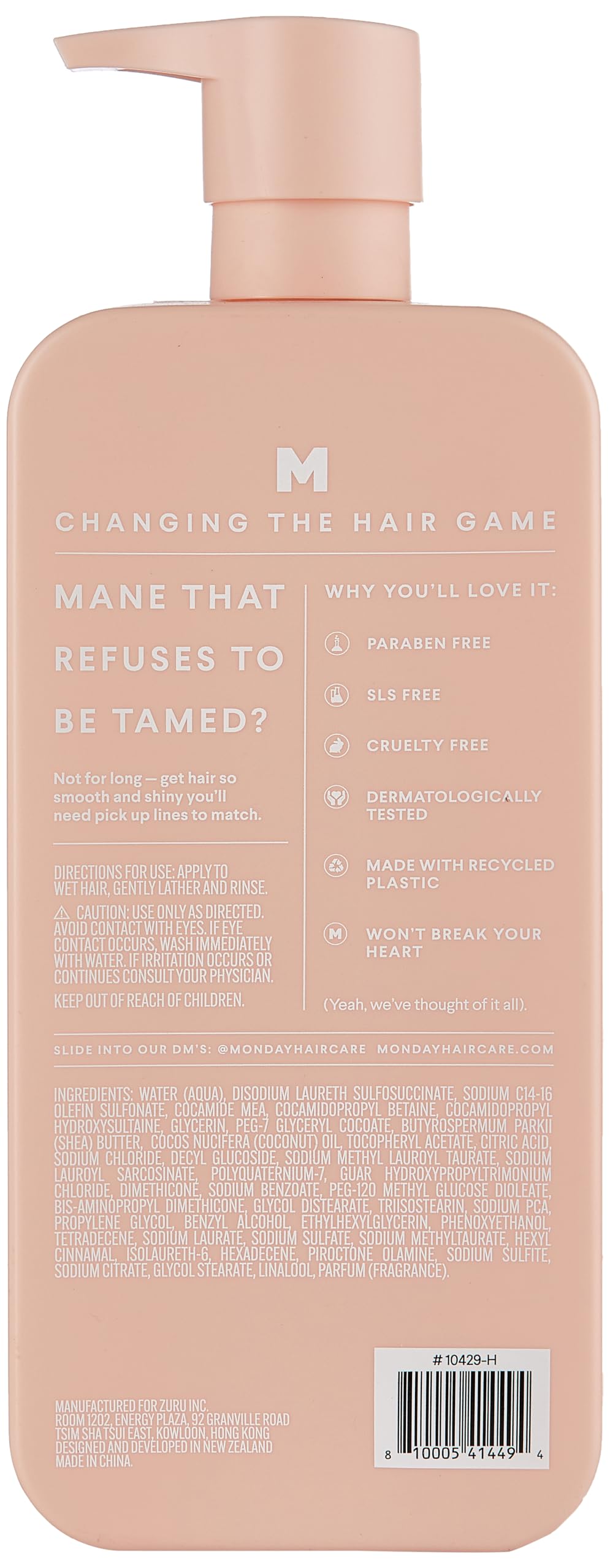 MONDAY HAIRCARE SMOOTH Shampoo with Wheat Protein & Avocado Oil for Frizz-Prone Hair 798 mL (Pack of 3)