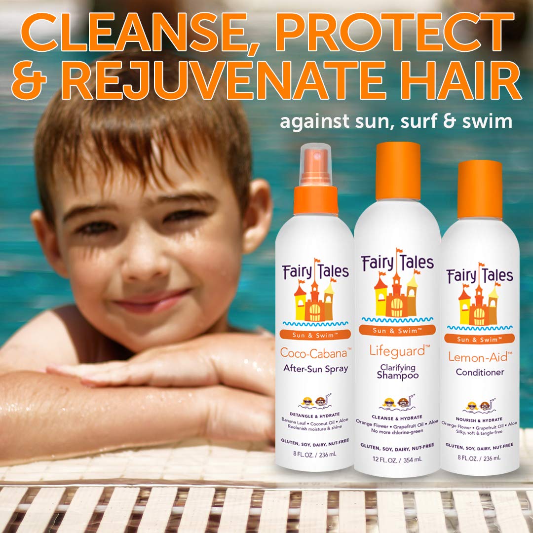 Fairy Tales Sun & Swim Lemon-Aid Kids Conditioner - After Pool & Beach Hair Conditioner - Replenishes Moisture, Softens & Detangles After Chlorine, Salt & Sun - Citrus Scent - 32 oz