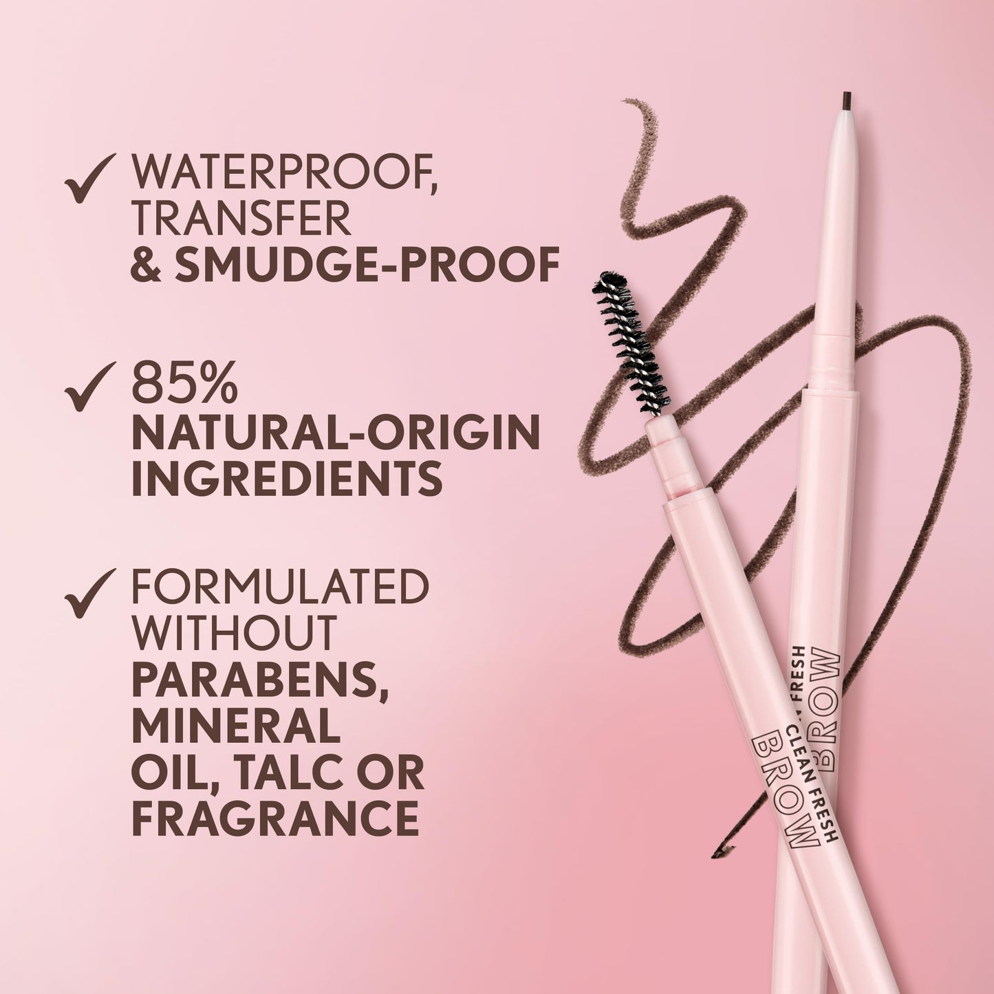 Covergirl Clean Fresh Brow Nano, 500 Medium Brown, Eyebrow Pencil, Ultra-Precise Tip, Waterproof, Transfer-Resistant, Built-In Spoolie, Vegan Formula, 0.001oz