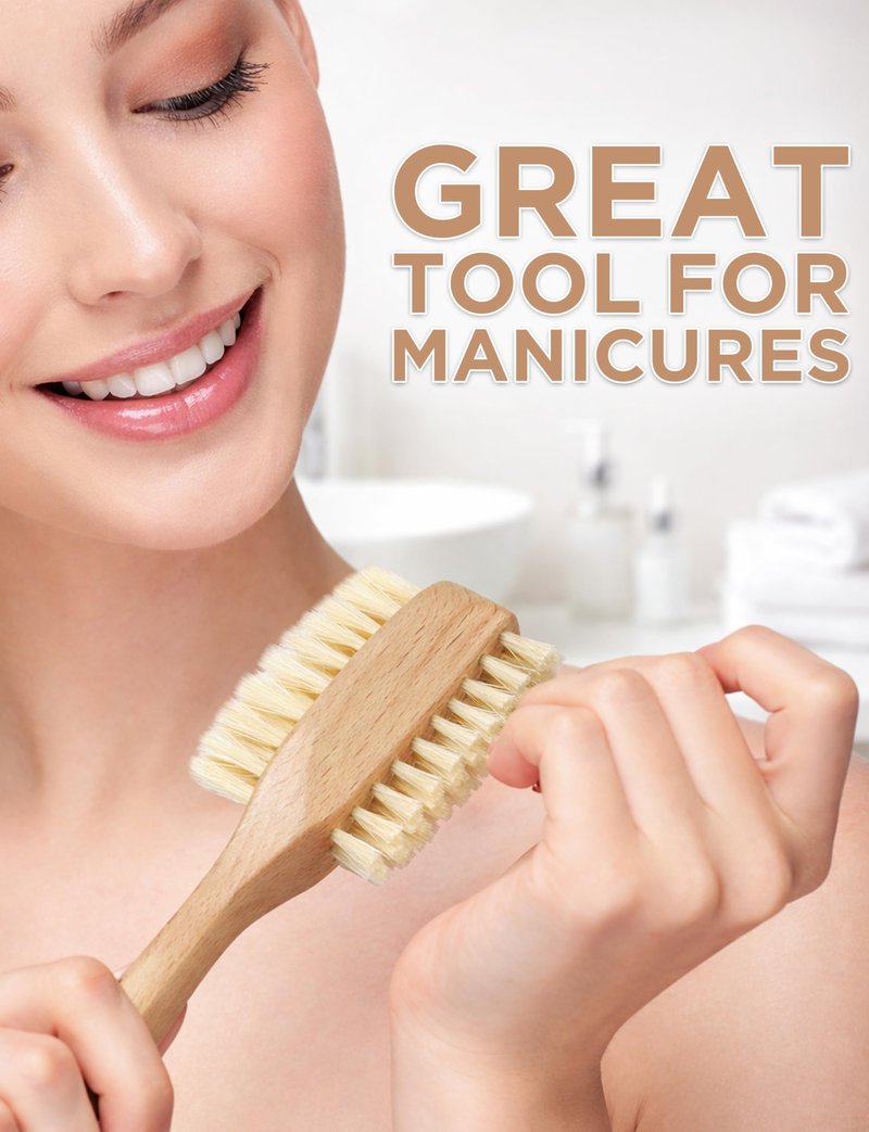 Takavu Nail Brush, Pure Boar Bristles, Natural Wood Handle, Nail Cleaning Brush for Scrubbing Fingernail Toenail Hand Feet, Dual Sided for Regular Manicure Nail Care Hygiene