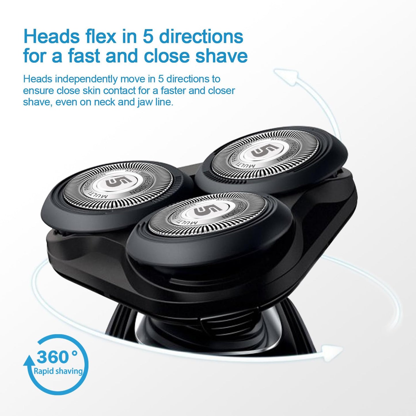 SH50 Replacement Heads with Blade Retaining Rings for Philips Norelco 5000 Series 6-pc Pack