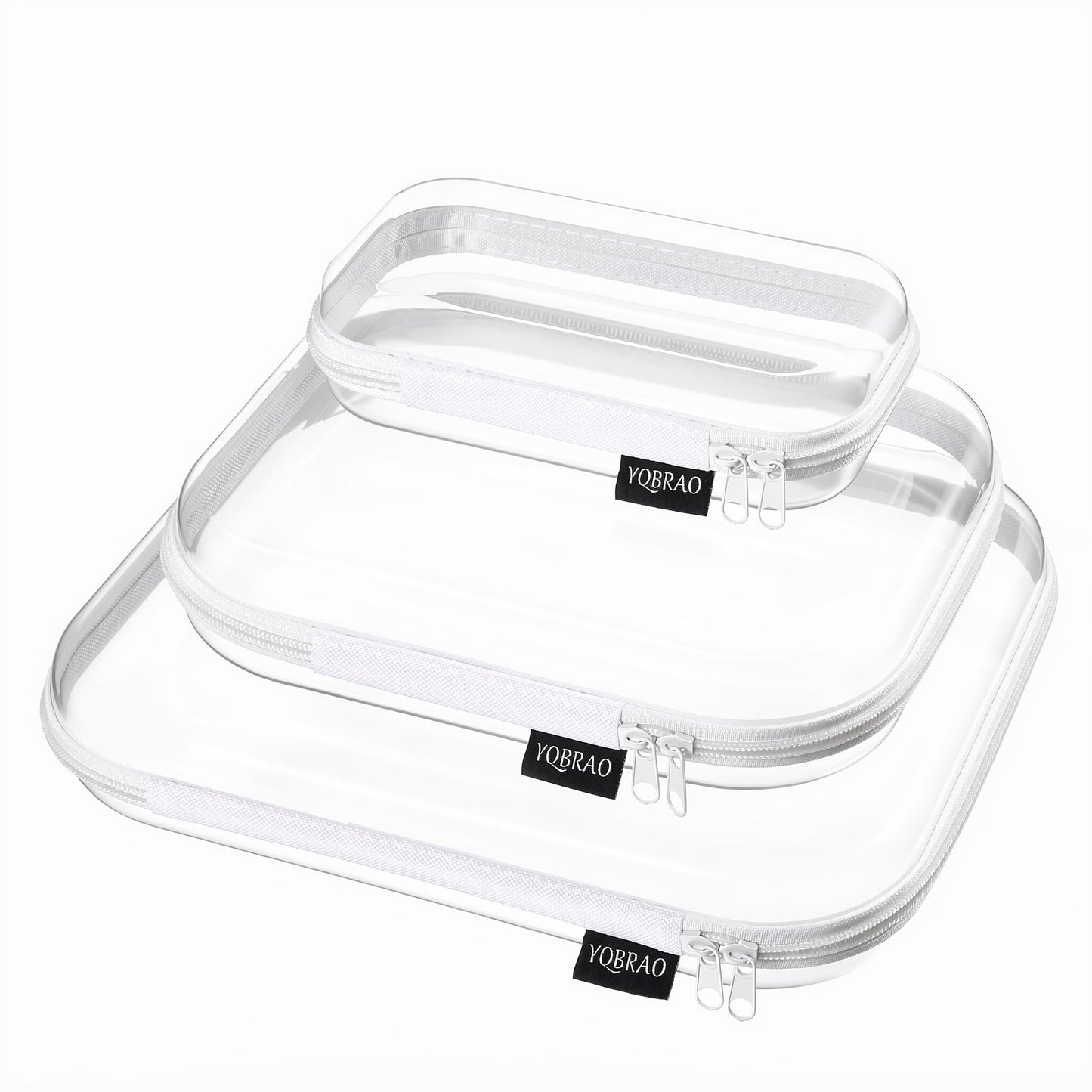 YQBRAO Clear Hard Shell Organizer Cases, Multi-Size (L, M & S), 3-Pack