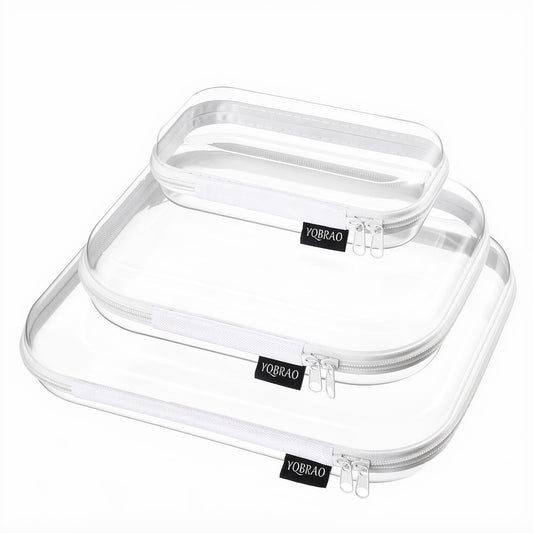 YQBRAO Clear Hard Shell Organizer Cases, Multi-Size (L, M & S), 3-Pack