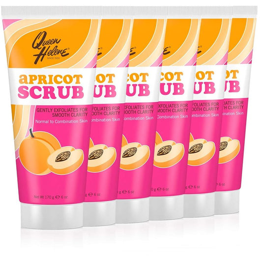 Queen Helene Apricot Facial Scrub – Gentle Exfoliating Cleanser for Smooth Radiant Skin | 6 oz | Pack of 6