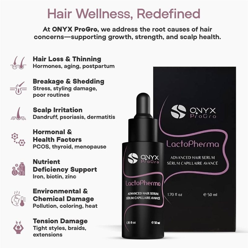 LactoPherma Hair Growth Serum - Oil-Free Formula with 12 Active Ingredients | Boosts Hair Regrowth & Thickening