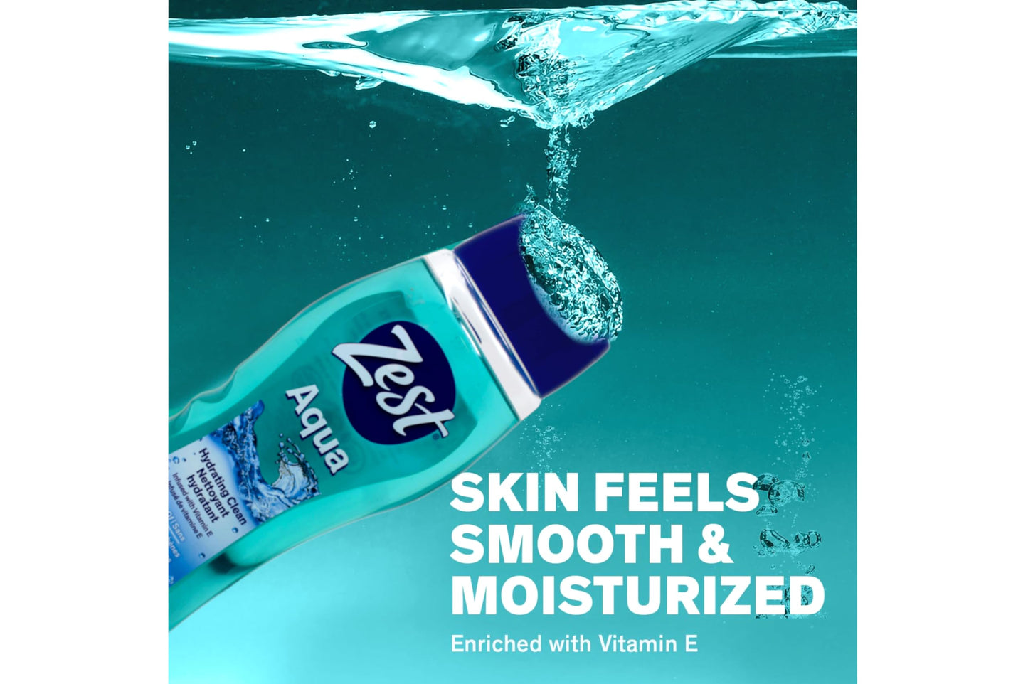 Zest Hydrating Body Wash - Aqua - Moisturizing Body Wash for Men and Women - Bath Soap with Vitamin E - Gentle Paraben Free Formula - 6 pc