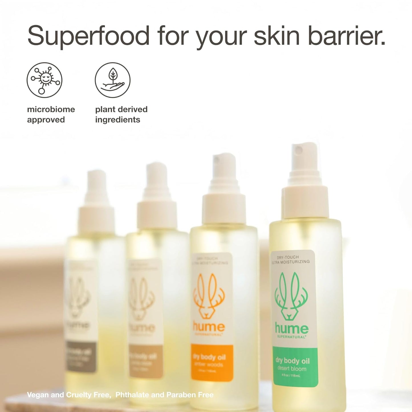 HUME SUPERNATURAL Dry Body Oil Spray - Moisturizing Hydration for Dry Skin | Nourishing Glow, Desert Bloom, 2-Pack
