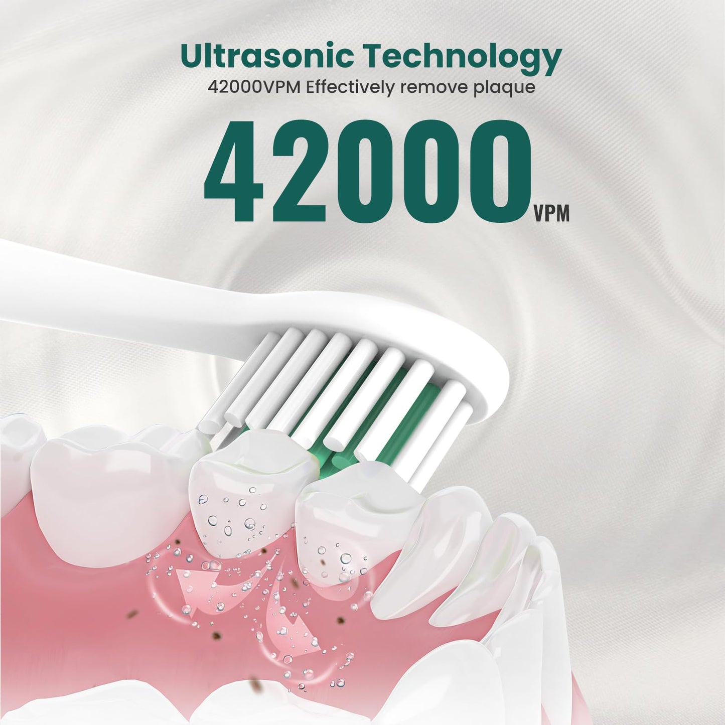 NBGRLVS Rechargeable Sonic Electric Toothbrush for Adults with 10 Brush Heads, 3 Modes, 2 Minute Smart Timer and Fast 4 Hour Charge - Perfect for Travel and Easy Dental Care (White)