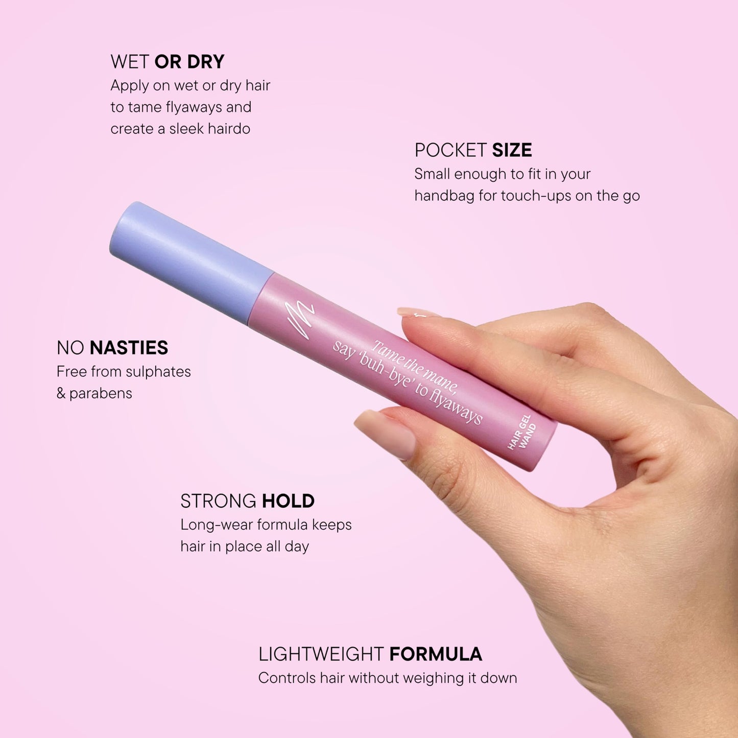 Mermade Hair Gel Wand - Flyaway Taming & Styling Wand for Women, Helps Tame & Smooth Frizz, Slick Stick for Fly Aways & Baby Hairs, Lightweight Formula, Fast Drying, Strong Hold