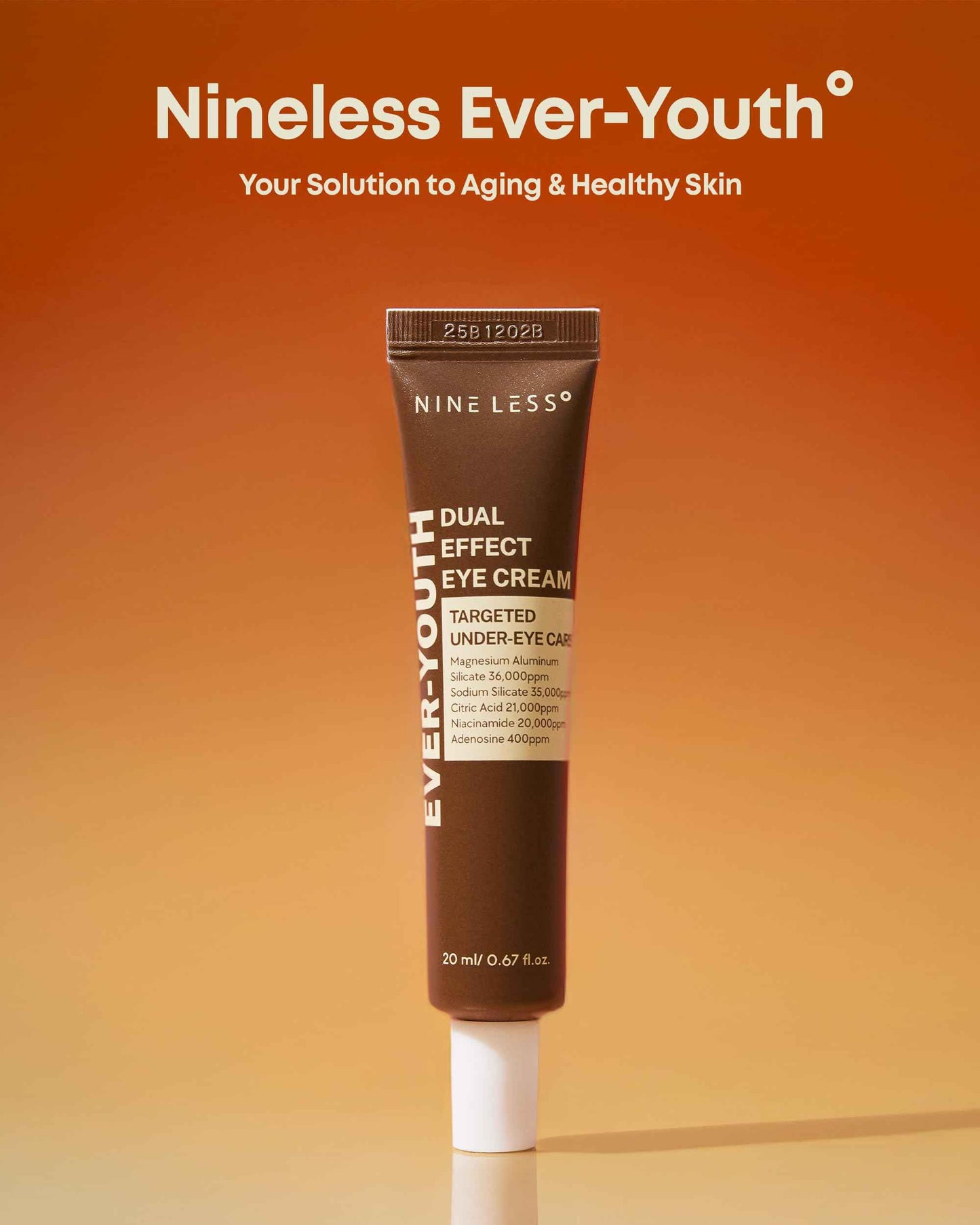 NINELESS Ever-Youth Dual Effect Eye Cream Korean Skincare Instant Lifting Technology for Firm Eyes with Niacinamide Adenosine Hyaluronic Acid Ceramides for Fine Lines Bags Puffiness 0.5 fl oz