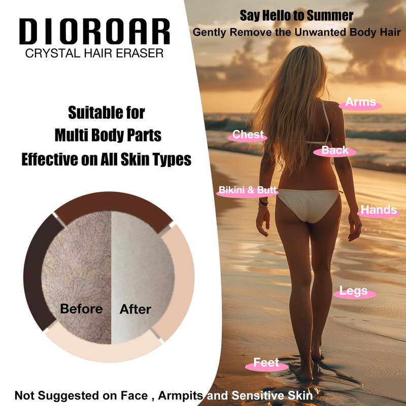 DIOROAR Crystal Hair Removal for Women and Men,Painless Crystal Hair Remover Device,Upgraded Nano Glass Hair Eraser Stone,Reusable Epilator for Silky Skin (Olive Green)