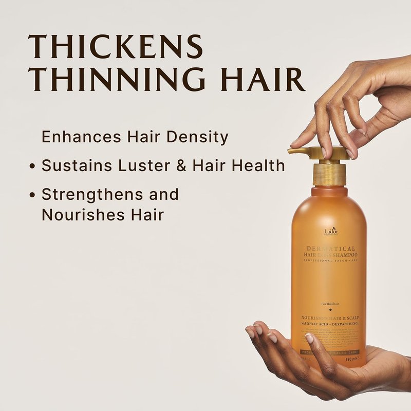 LADOR Anti Hair Loss Shampoo - Nourishing Hair Growth Formula with Salicylic Acid & Niacinamide | 17.9 Fl Oz for Normal to Dry Hair