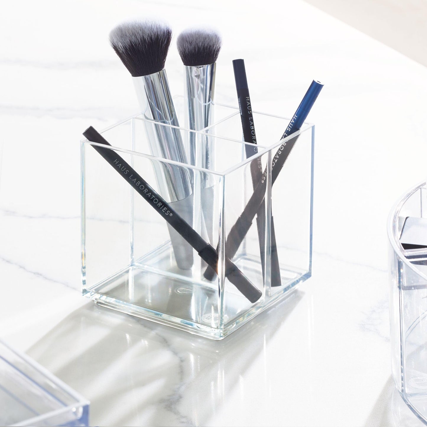 iDesign The Sarah Tanno Collection Plastic Cosmetic Drawer Organizer, Clear/White Large