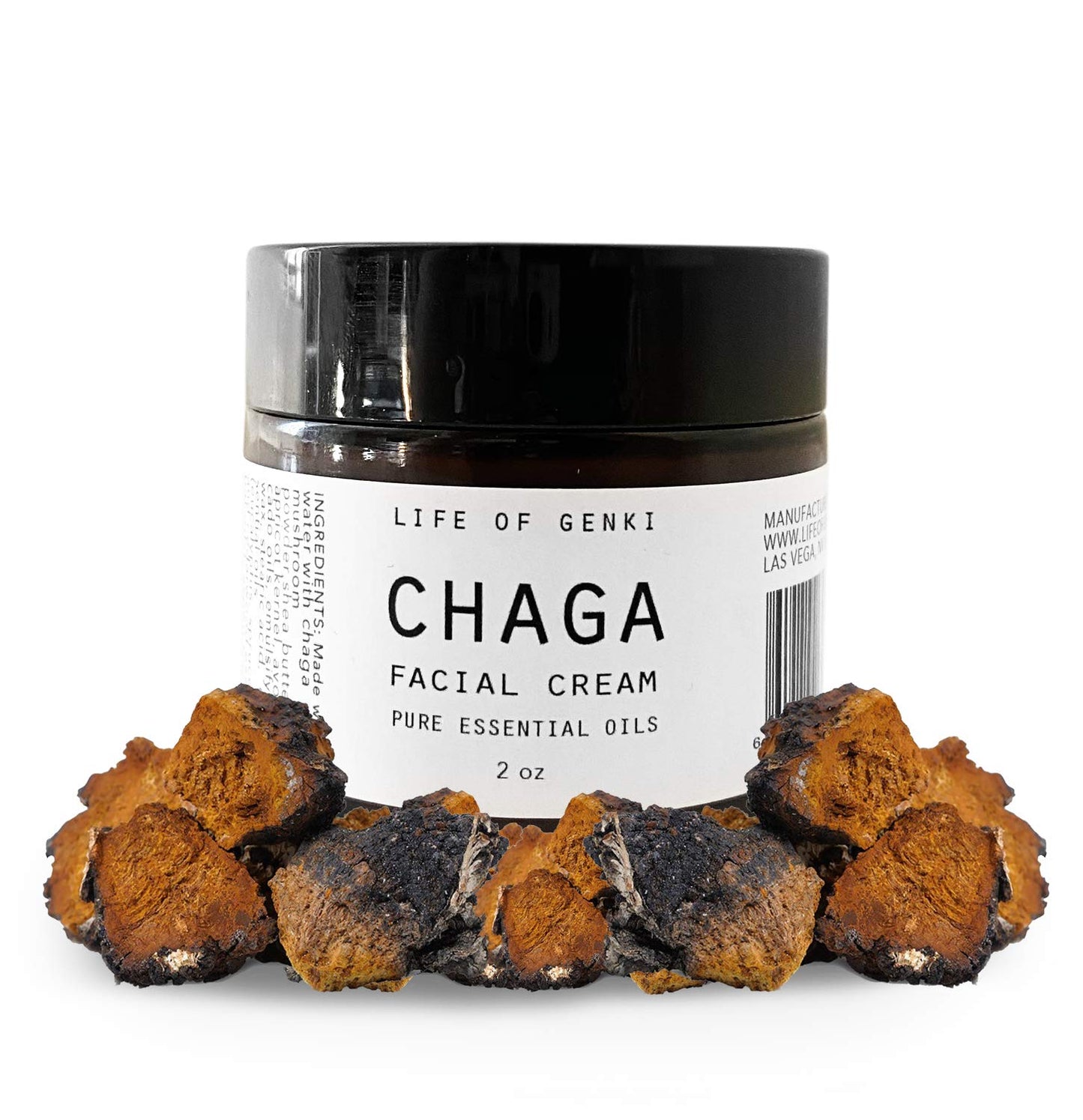 life of genki Chaga Mushroom Face Lotion 2oz – All Natural, Cedarwood Scent, Shea Butter Moisturizer, Antioxidant, Paraben Free, Made in USA