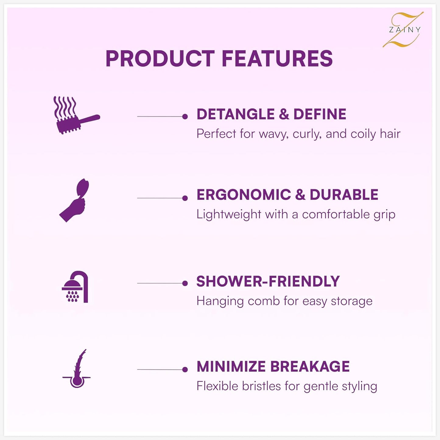 Curly Hair Brush Set - 2PC Defining Brush & Styling Comb for Wavy & Curly Hair | Ideal for Women, Kids & Men