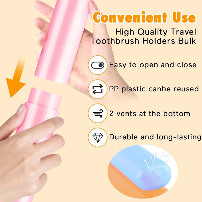 Travel Toothbrush Case Holder - 48PCS Portable Kids Toothbrush & Toothpaste Organizer | Multi-Color Options