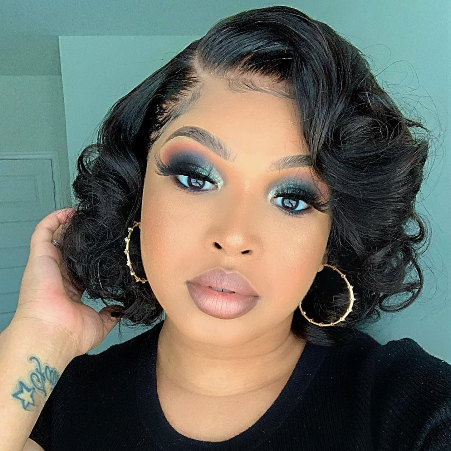 Curly Bob Wig for Black Women - Pre-Cut Lace Front, Glueless, Natural Look | Big Afro Style, Synthetic Hair