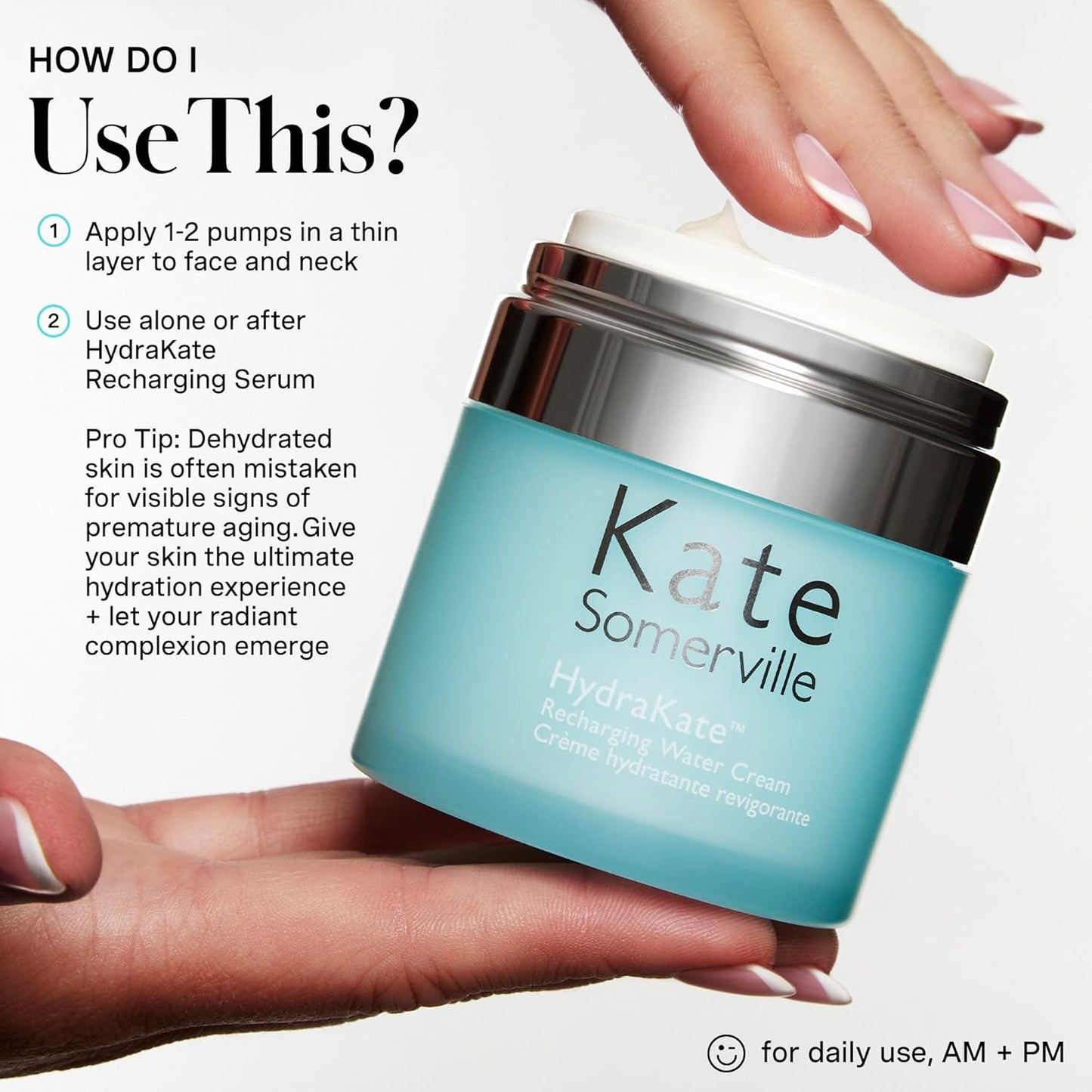 Kate Somerville HydraKate Recharging Water Cream - Hydrating Facial Moisturizer for Dry, Tired Skin | 1.7 Fl Oz