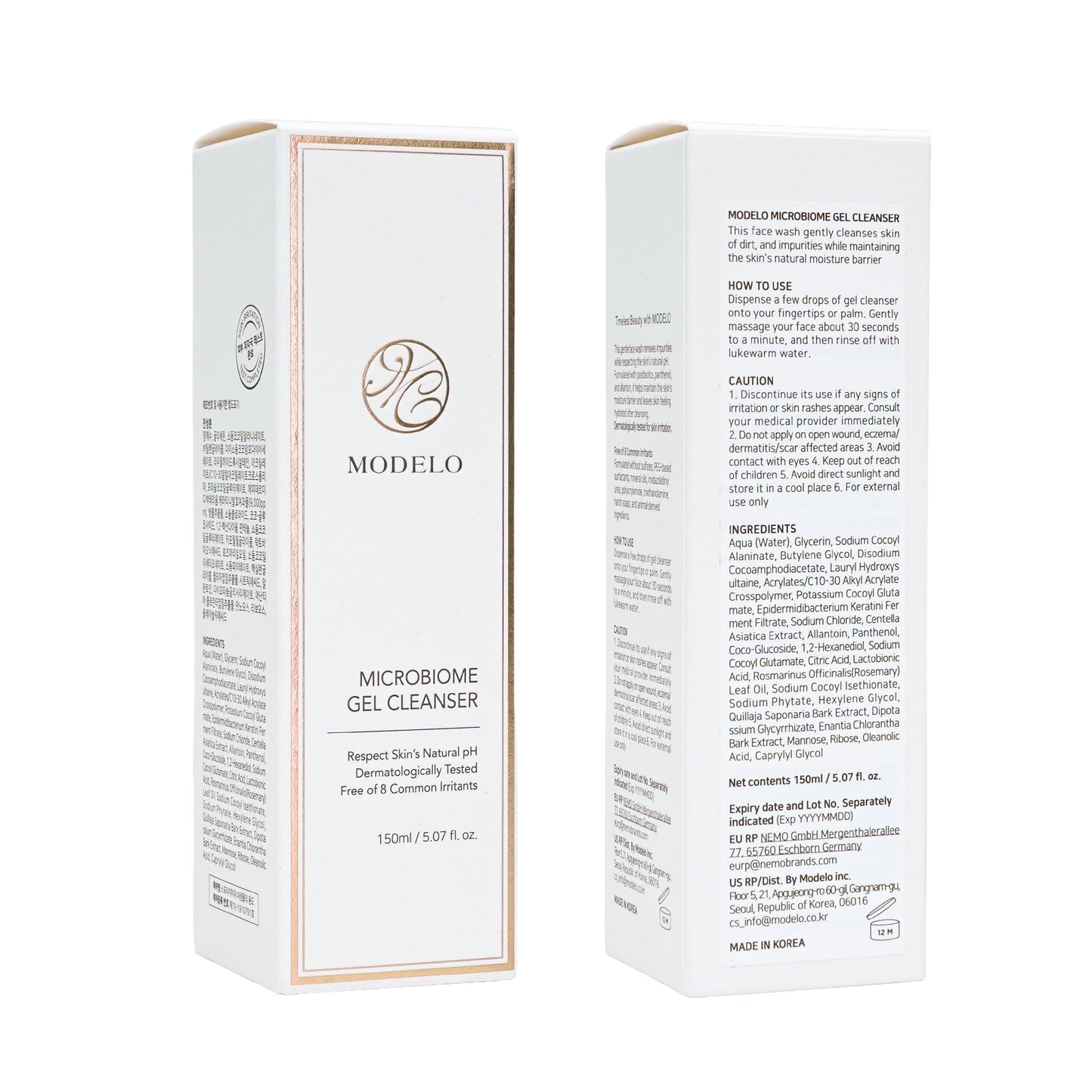 Modelo Microbiome Gel Cleanser, Mild Acidic & Gentle Hydrating Facial Cleanser with Microbiome Extracts for Balanced Skin, Korean Skincare, 5.07 fl.oz.