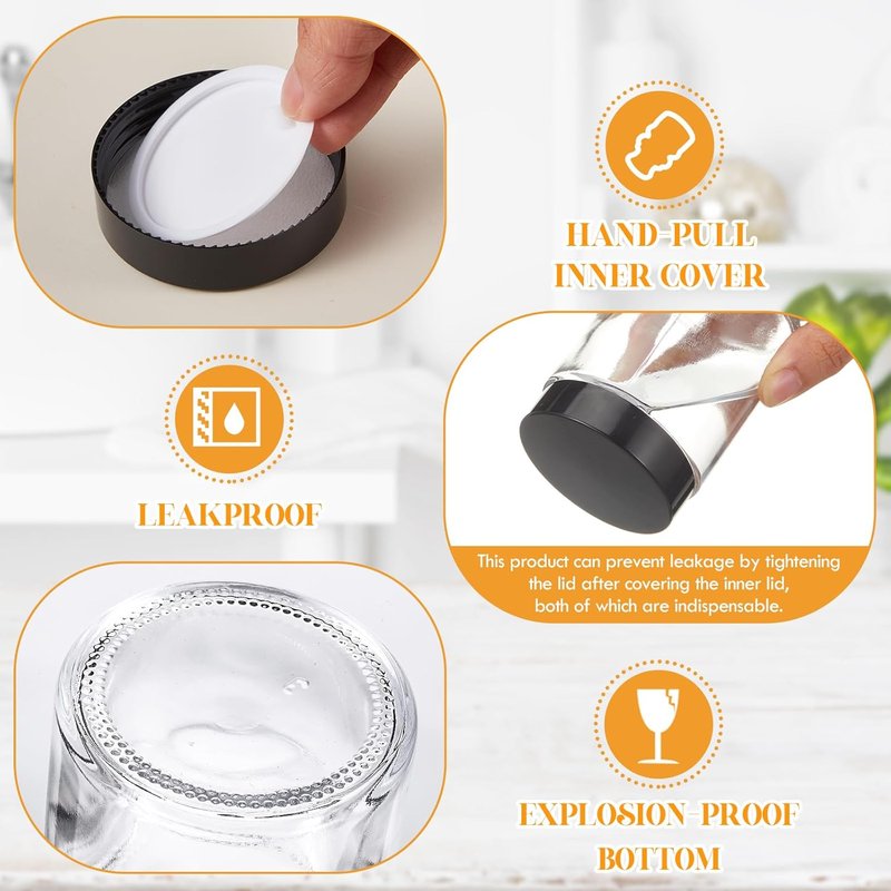 24 Pcs 6oz Glass Jars with Lids - Leakproof Airtight Cosmetic Storage | White & Black