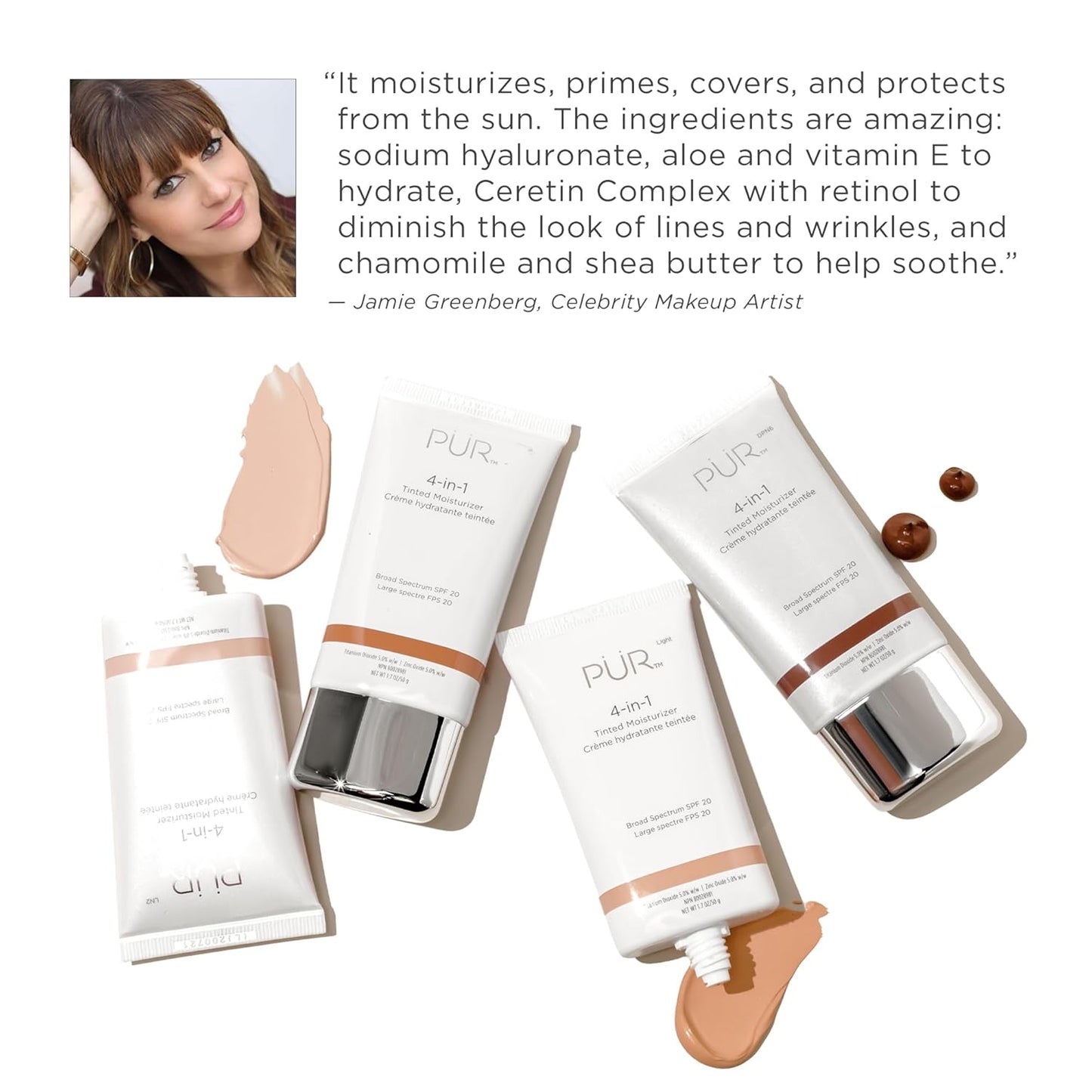 PÜR MINERALS Tinted Moisturizer SPF 20 - Hydrating 4-in-1 Skin Tint & Primer with Shea Butter | Espresso Color