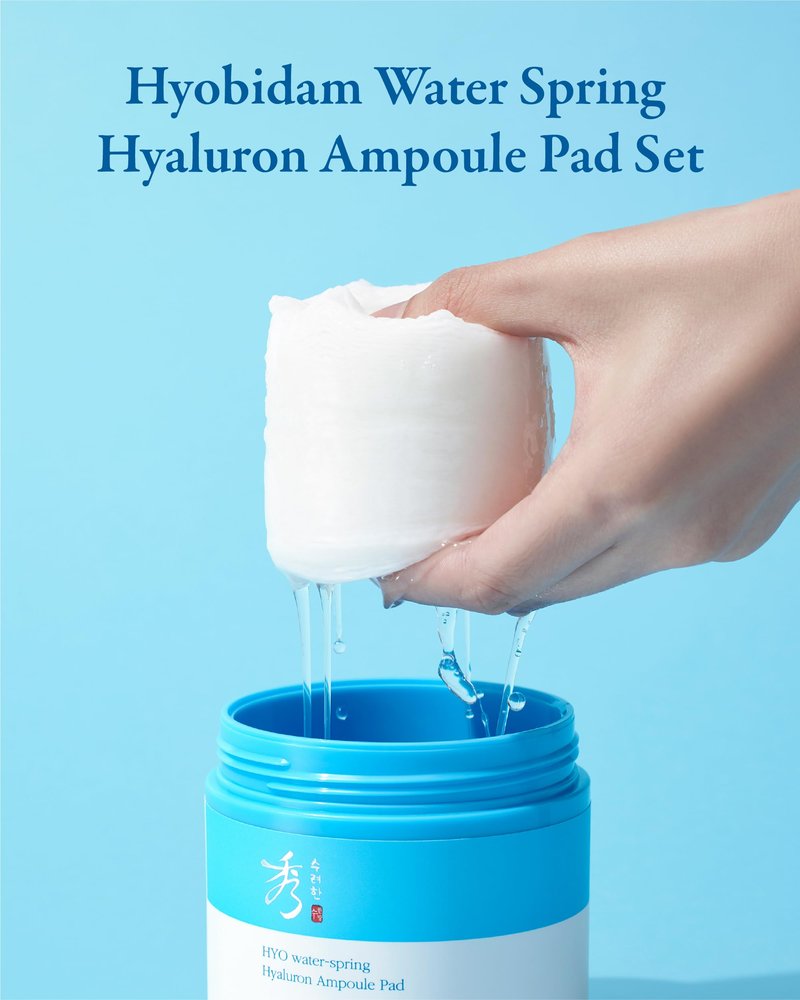 Sooryehan Hyobidam Water-Spring Hyaluronic Acid Pad (10.82fl oz, Pack of 2) - Gentle Daily Facial Toner Cotton Rounds for Soothing, Moisturizing, Exfoliating. Ginseng, Green Tea.