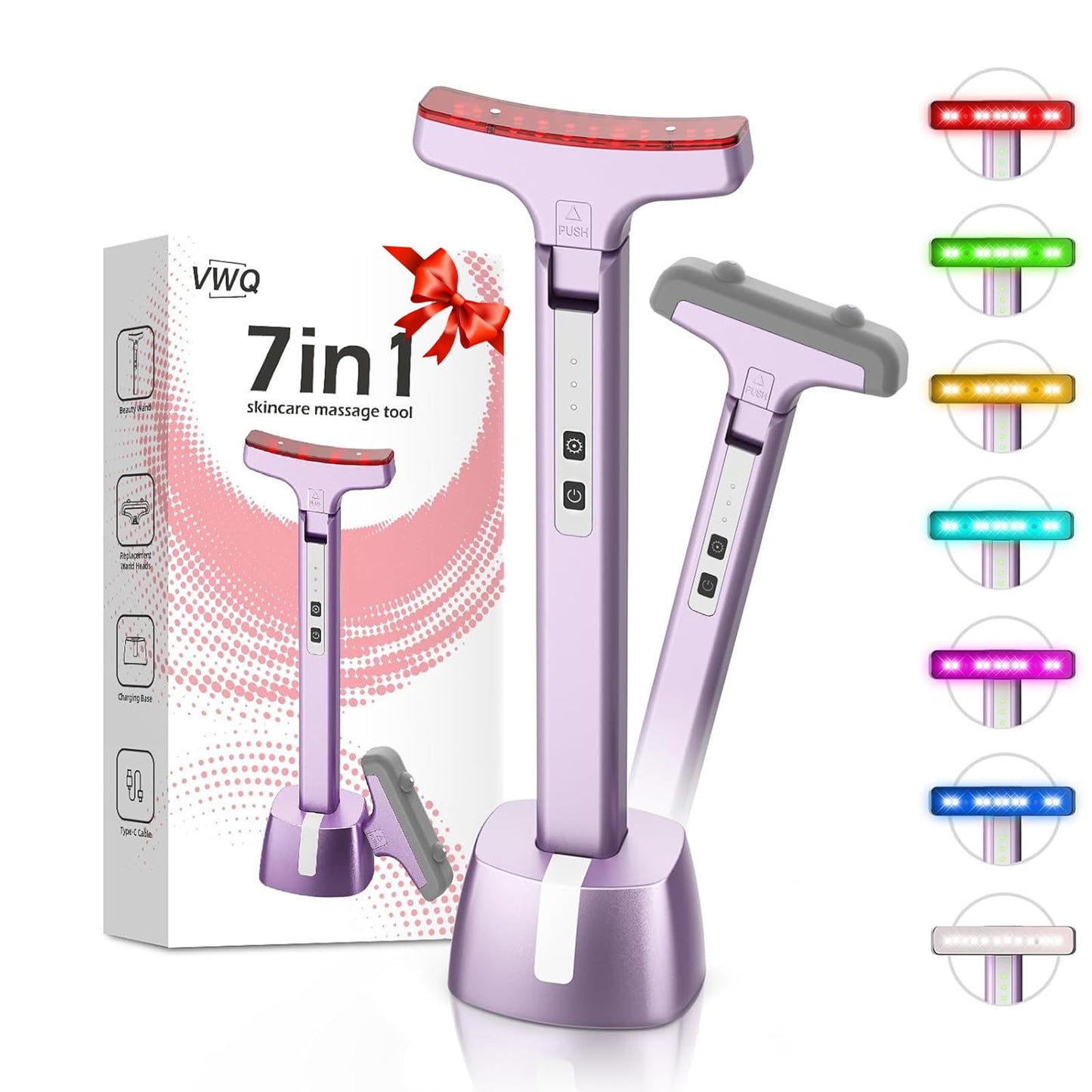 Red Light Therapy for Face, Eyes and Neck, Red Light Therapy Wand, 7 Color Led Light Therapy for Face, Red Light Therapy at Home for Face Lift, Firm, Smooth, Skin Care Massage Tools