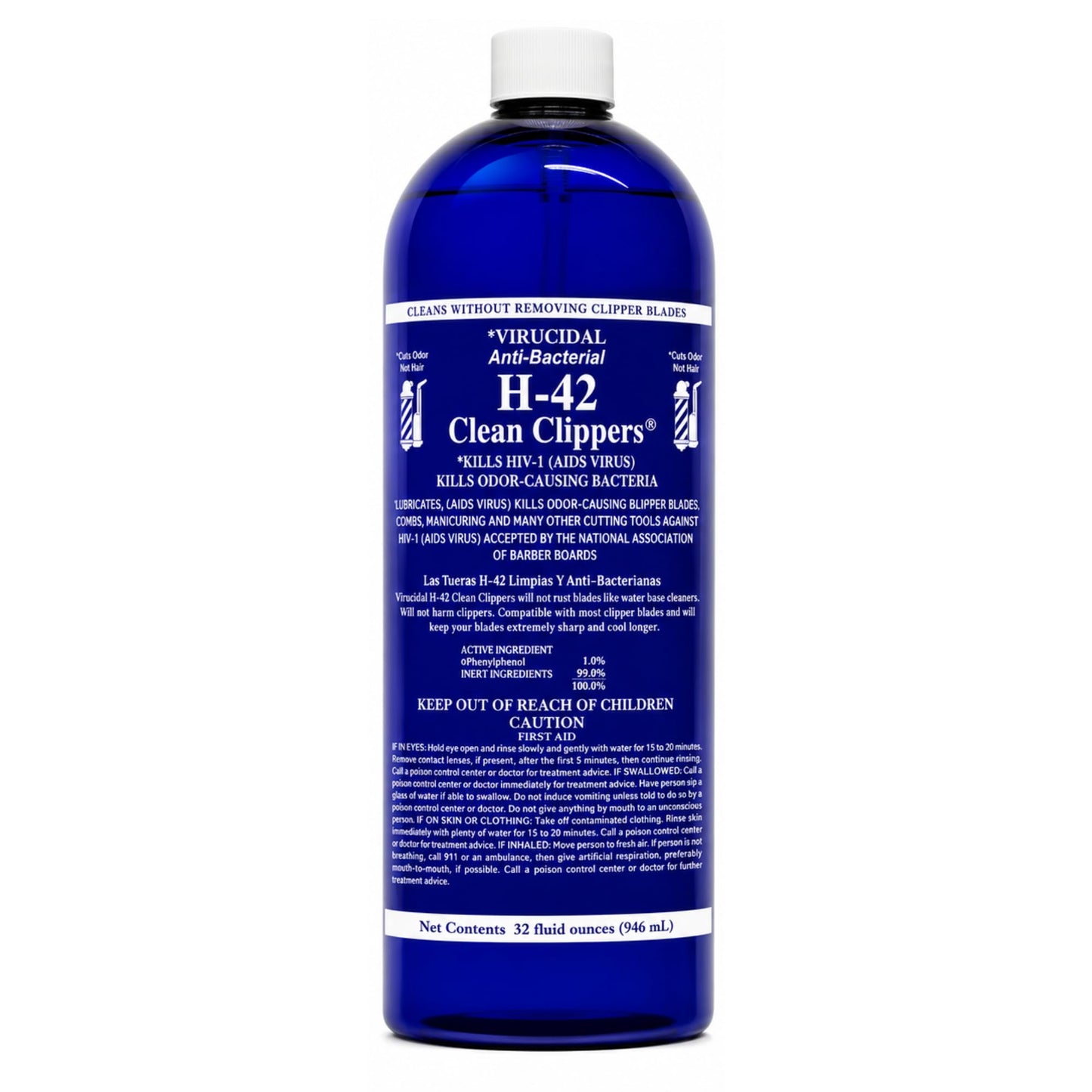 Skin Revolution H-42 Professional Clipper Blade Cleaner - Waterless, Cleans & Cools, 32oz Refill Bottle
