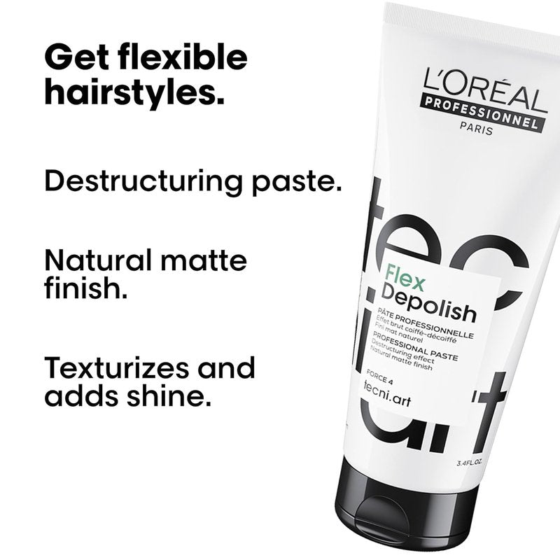L'Oréal Professionnel Paris Tecni.Art Flex Depolish - Texturizing Paste for Natural Matte Finish | 3.4 Fl Oz