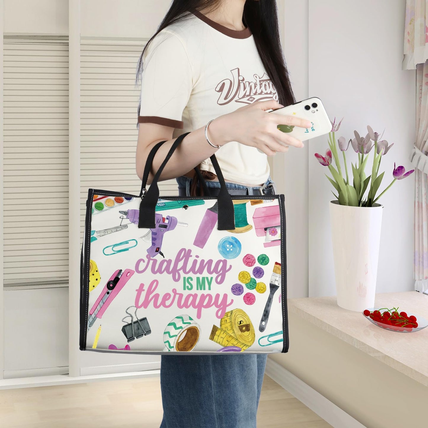 WZMPA Crafting Survival Kit Crafter Gifts Crafting Is My Therap Scrapbooking Makeup Zipper Pouch Bag Crafting Merchandise (crafting therapy-TB)