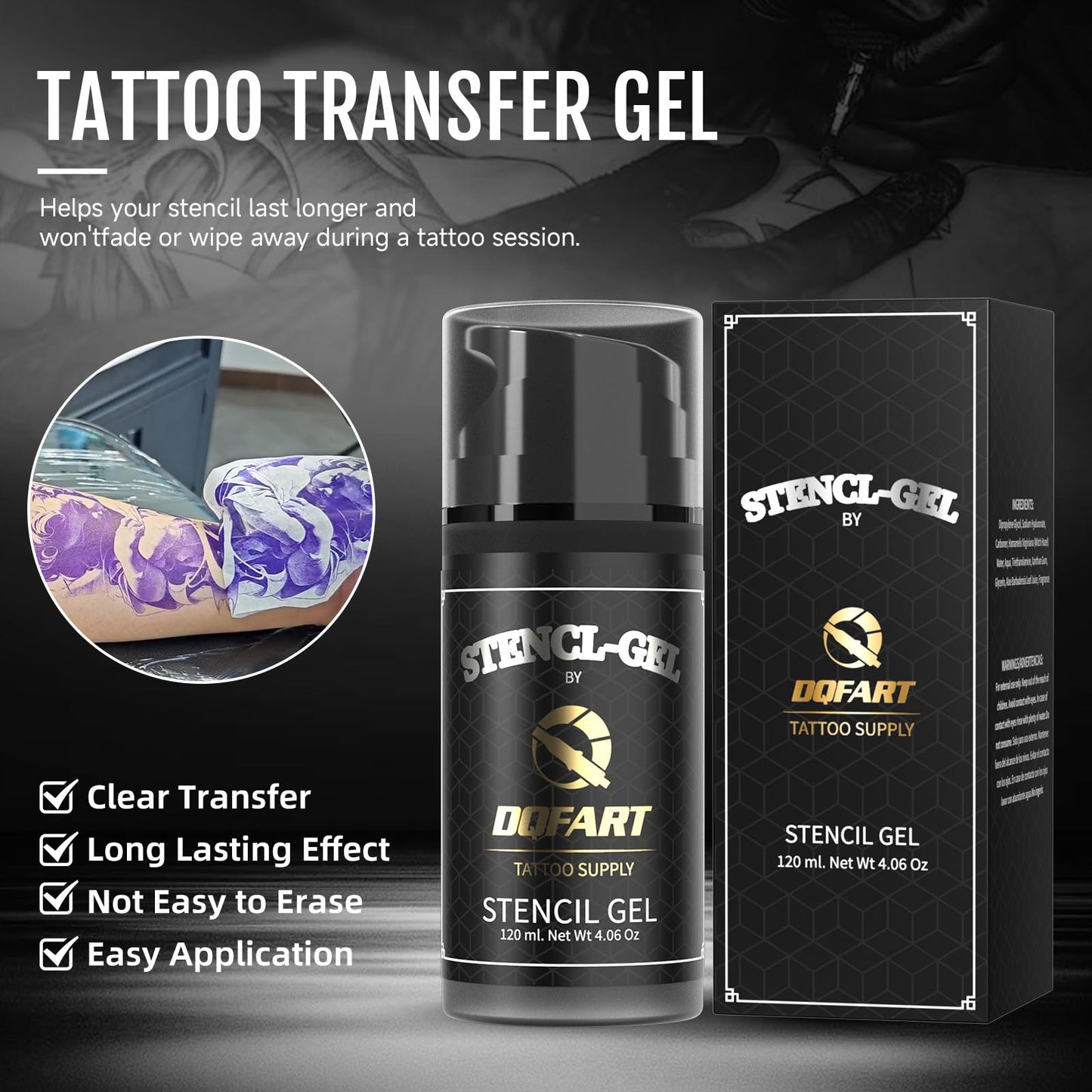 Tattoo Stencil Transfer Gel 120ml 250ml Quick Dry Pump Professional Artists Apprentices (120ml/4OZ)