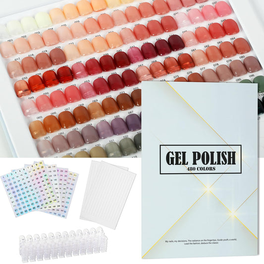 C12rtive 480 Nail Swatch Book,Professional Nail Polish Chart Book with 600 Practice Tips & 1-500 Number Labels, Pre-Numbered Slots,Perfect for Salons and Home Use(Starry Sky)