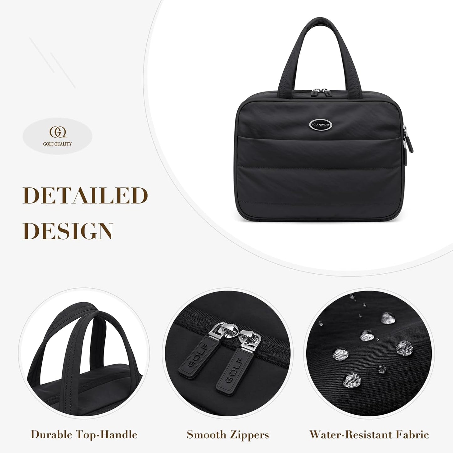 Travel Toiletry Bag - Water-Resistant Makeup Organizer with Jewelry Compartment | Black