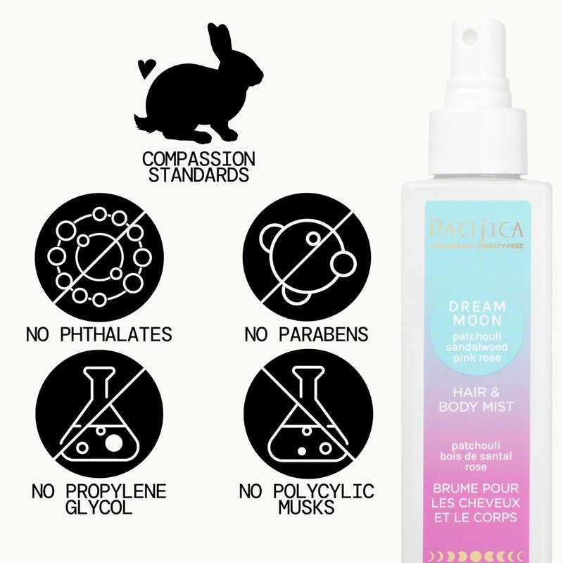 Pacifica Hair Perfume & Body Fragrance Mist - Dream Moon Scent with Vanilla, Almond & Spices | Alcohol-Free, Vegan, 6.5 oz