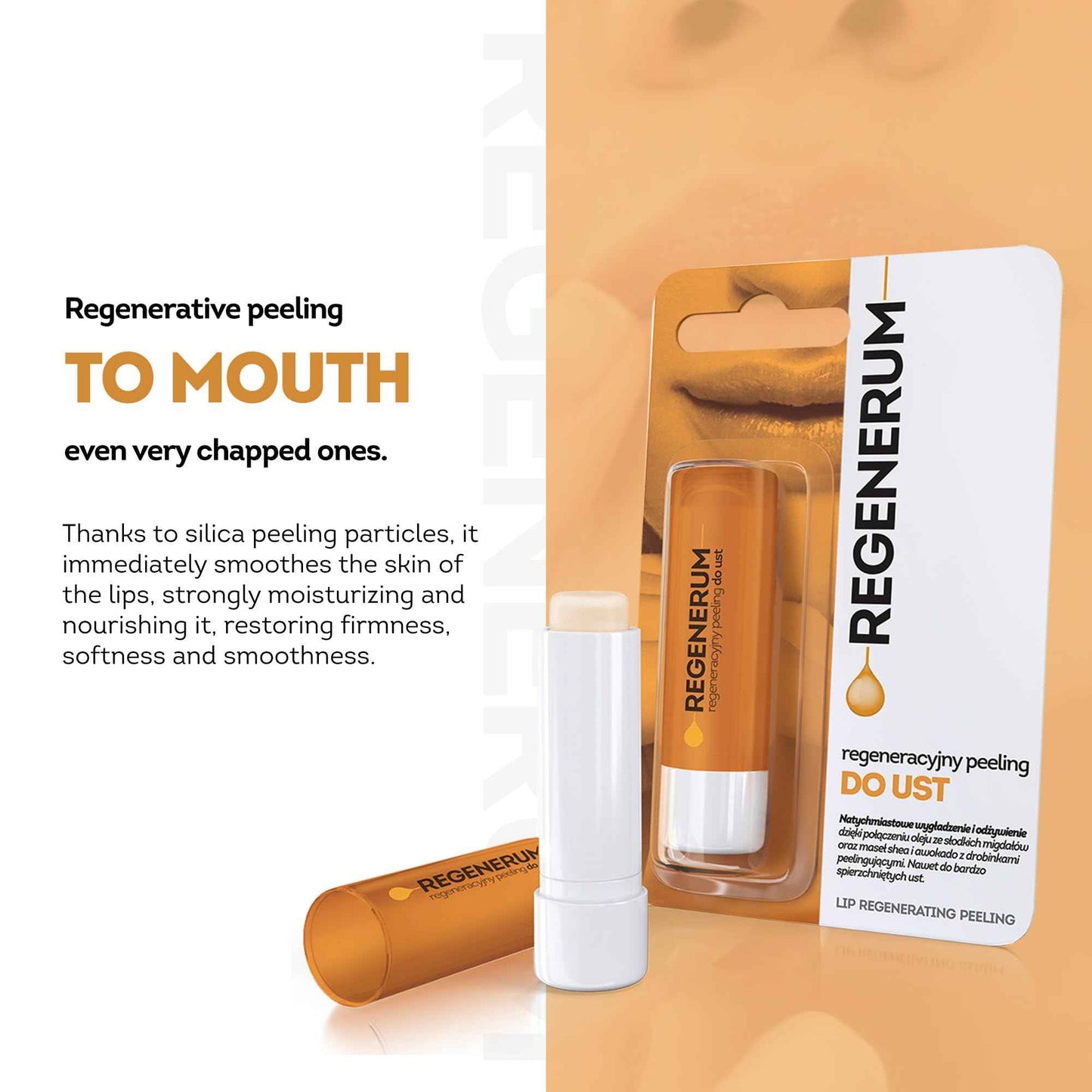 Regenerum - Lip Peeling - Intensive Moisturization & Nourishment for Very Chapped Skin, Silica Exfoliation, Firmness Restoration, and Protection - 5g