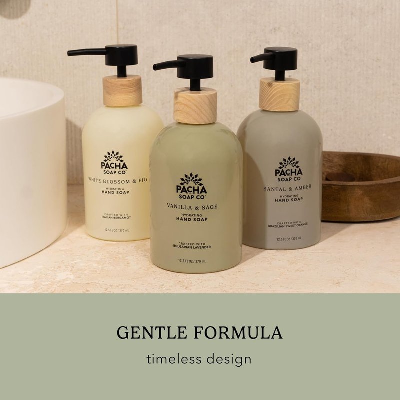Pacha Soap Co. Liquid Hand Soap - Hydrating Vanilla & Sage, Clean Ingredients | 2-Pack (12.5 fl oz Bottle, 32 fl oz Refill)