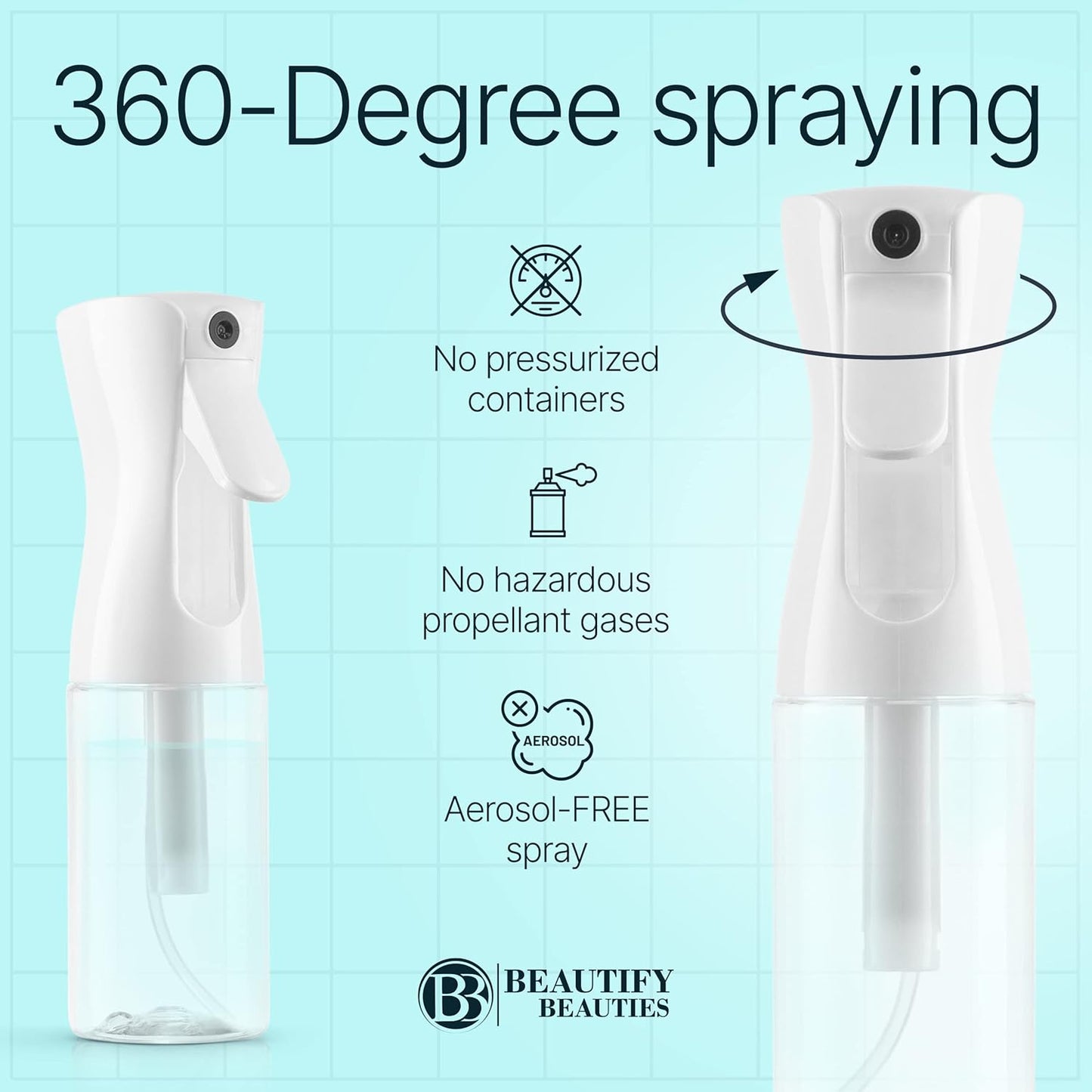 BeautifyBeauties Continuous Mister Spray Bottle for Hair & Plants - 10.1 Ounce
