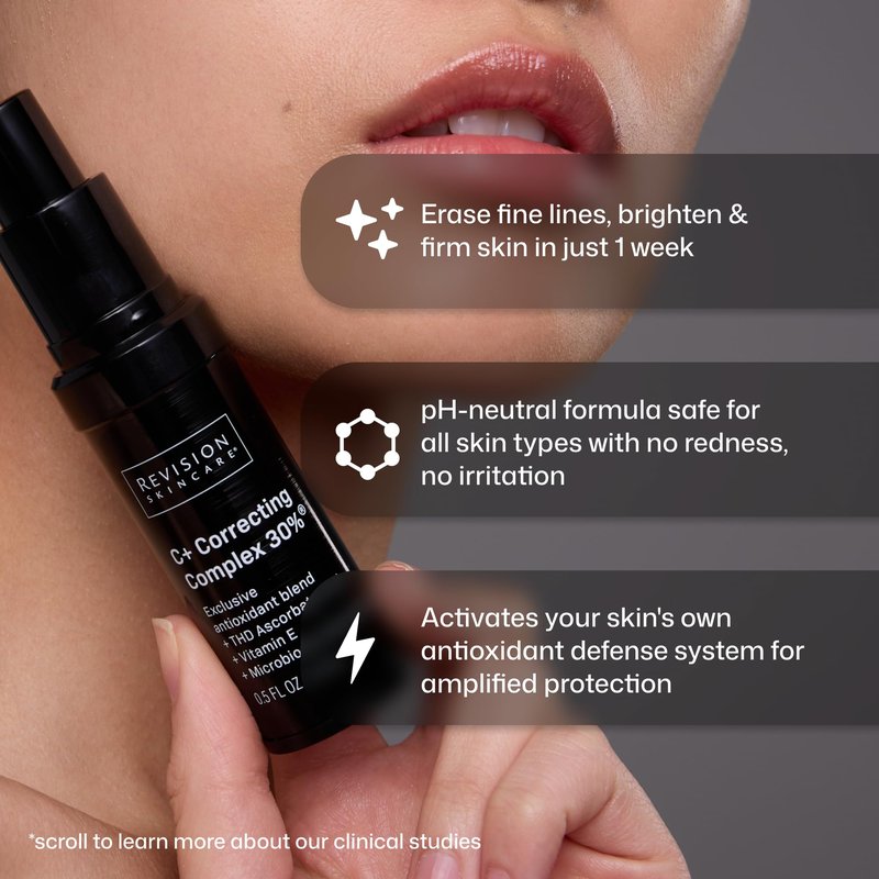 Revision Skincare C+ Correcting Complex 30%®, Anti Aging Antioxidant Blend with Vitamin C, Supports Healthy Skin, 1 fl oz