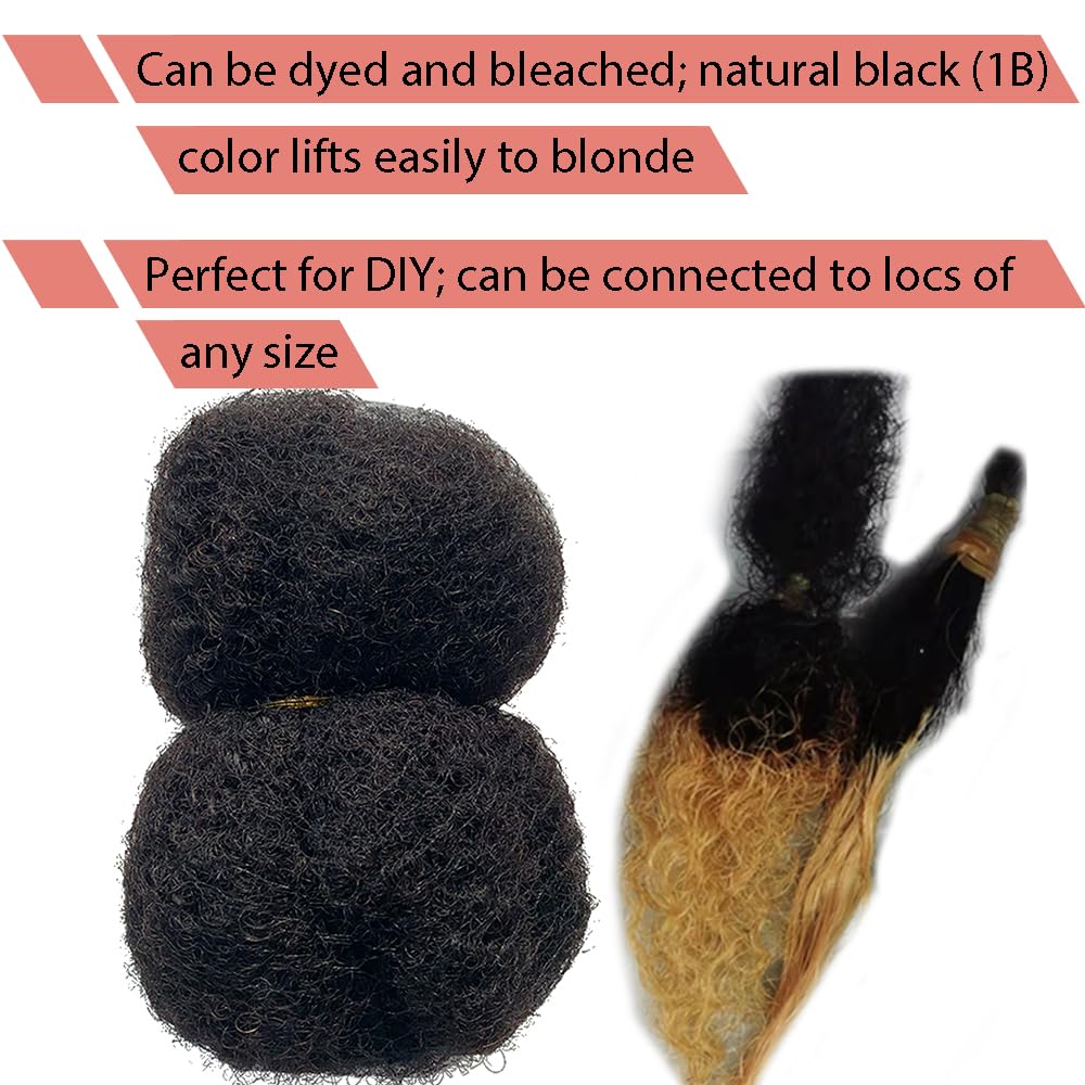Afro Kinky Human Hair for Dreadlocks - 2 Bundles Natural Black #1B | 8 Inch Length