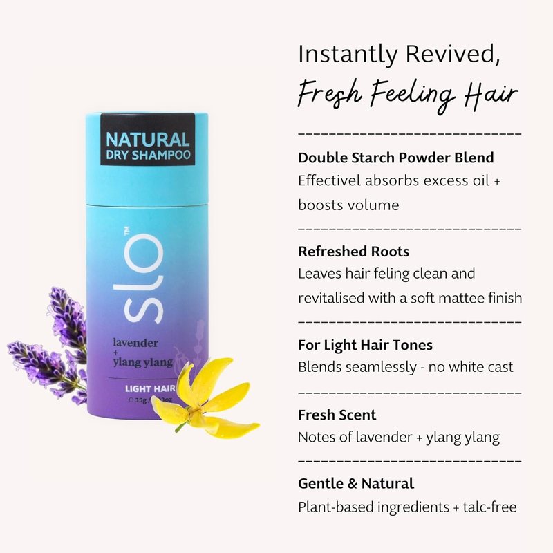 Natural Dry Shampoo Powder for Light Hair - Vegan, Talc-Free, Eco-Friendly | Lavender & Ylang Ylang | 2 Pack (2 x 1.23oz/35g)