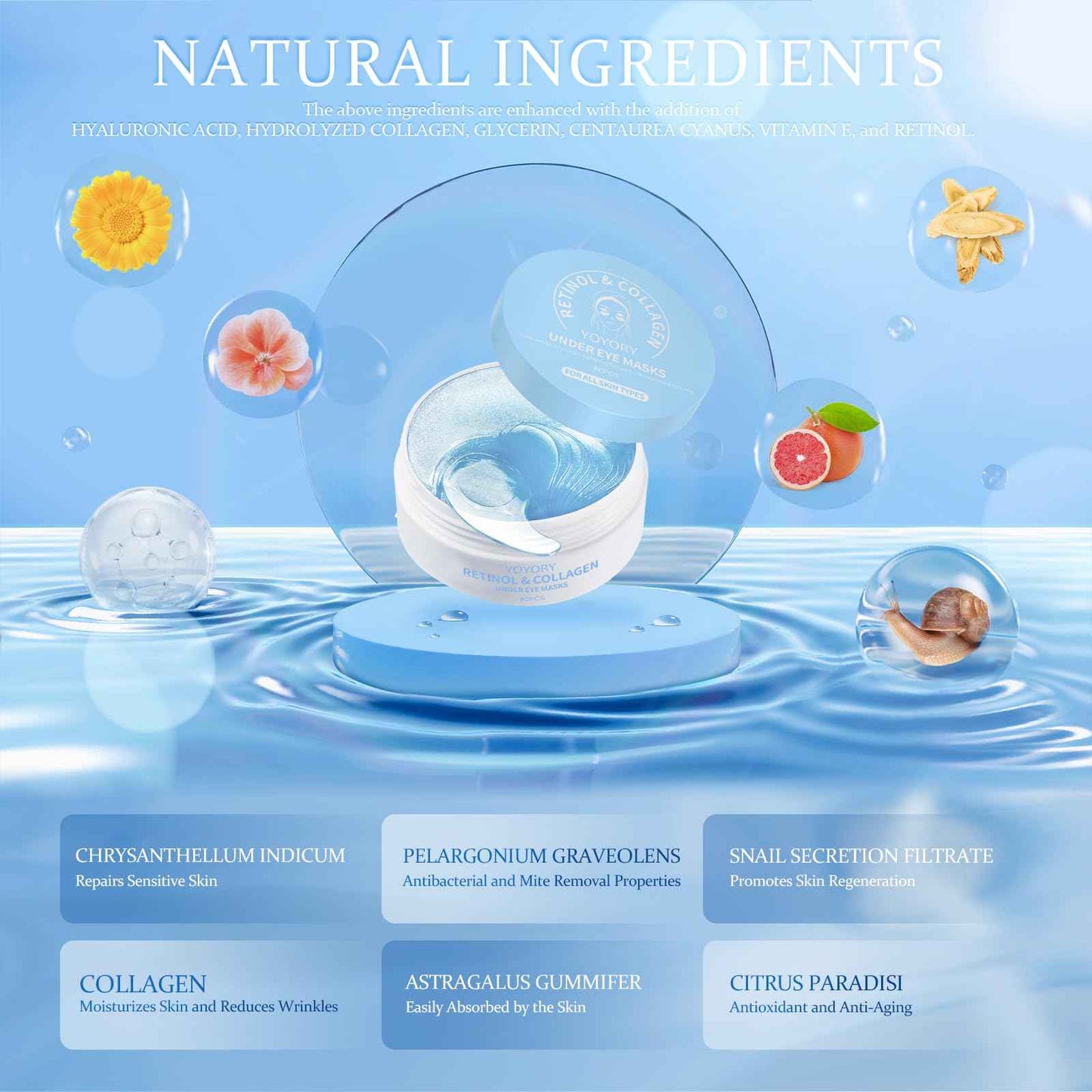 YOYORY Under Eye Patches Masks - for Dark Circles, Puffy Eyes, Fine Lines, Wrinkles, Eye Bags Treatment with Collagen and Hyaluronic Acid, Moisturizing and Hydrating (60 Pcs)