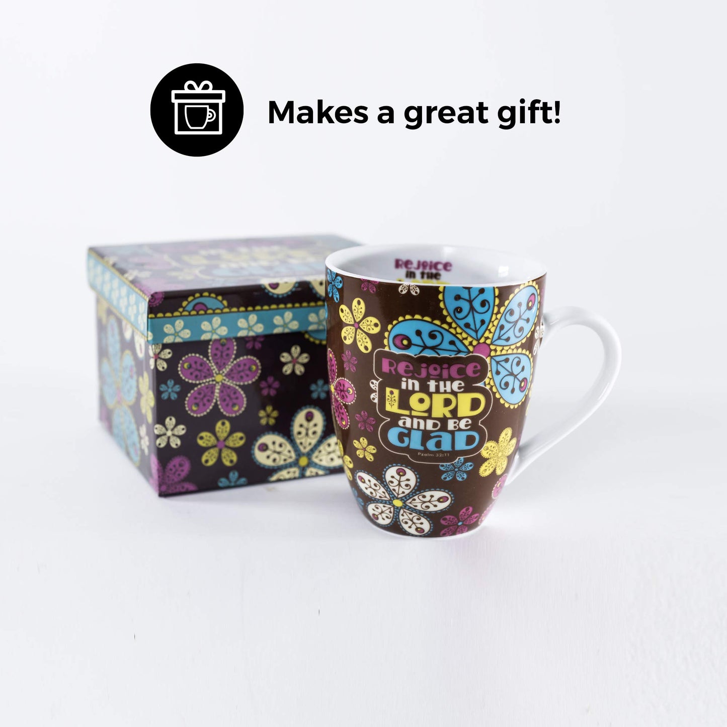Divinity Boutique 22184 Boxed Mugs, Paisley Flowers, 12 ounce