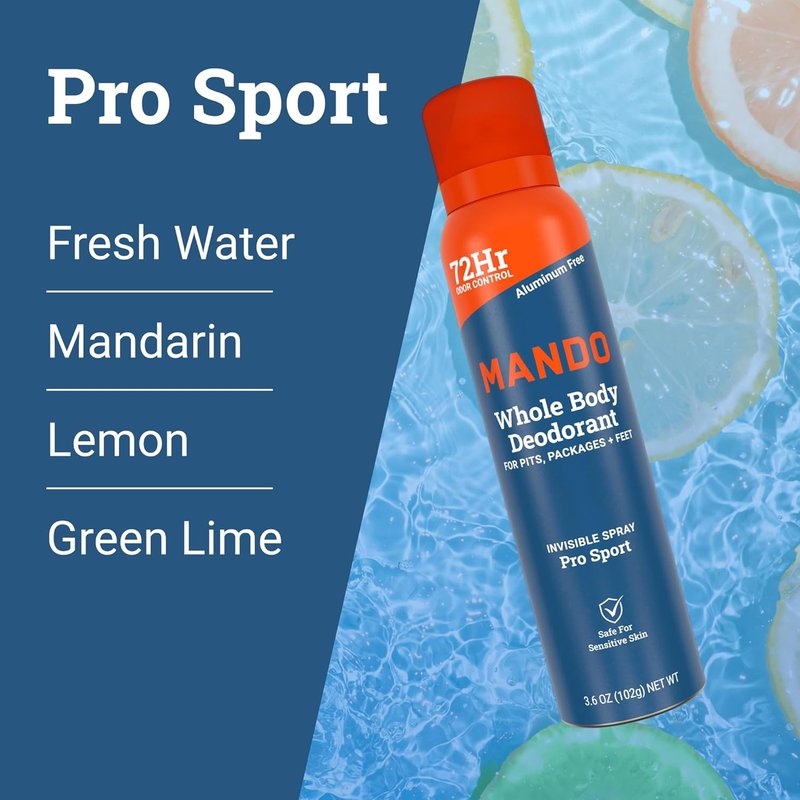 Mando Whole Body Deodorant For Men - Invisible Spray | 72-Hour Odor Control, Aluminum-Free, 3.6 oz