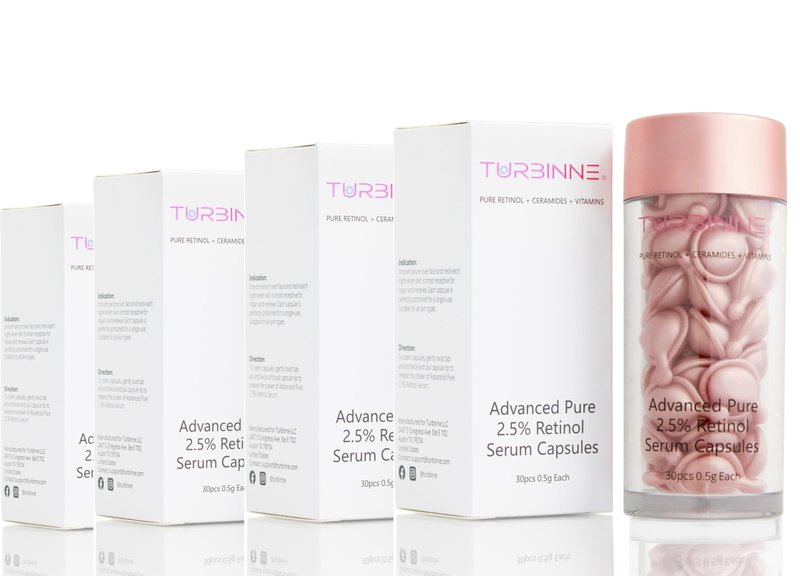 Turbinne Pure 2.5% Retinol Serum Capsules. Look 5 Years Younger In 30 Days. Powerful Anti -Aging, Deep Hydration, Brightening, Reduce Acne, Dark Spots & Wrinkles (Pack of 4)