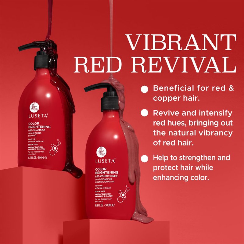 Luseta Color Enhancing Shampoo & Conditioner Set - Revive Red & Copper Hair, Add Shine & Smooth Frizz | 2 x 16.9oz