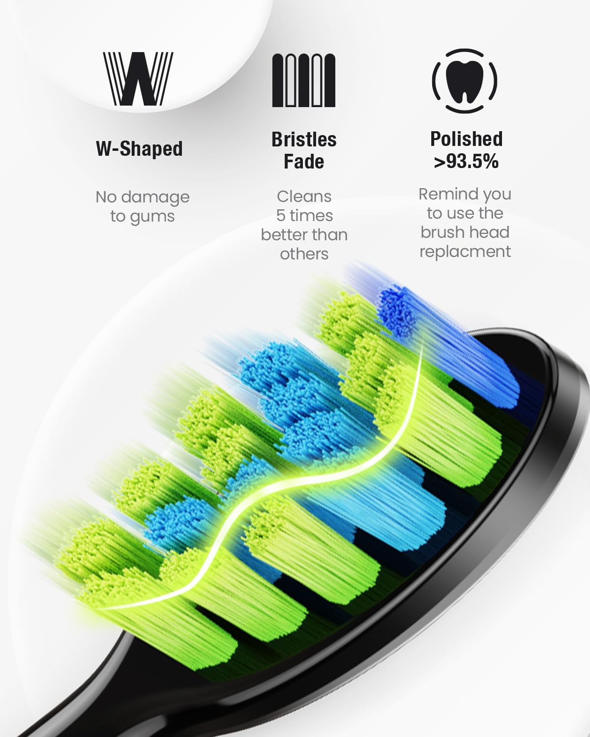 7AM2M Sonic Electric Toothbrush with 6 Brush Heads for Adults&Kids, One Charge for 120 Days, USB-C Charge, 5 Modes, 40000VPM Powered Toothbrush (Navy Blue)